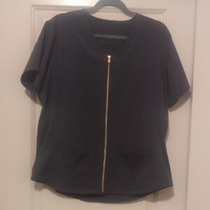 Women's Grey Zip-Up Scrub Top